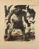 Kain by Lovis Corinth, Lithographie en couleurs, sold Sep 2023