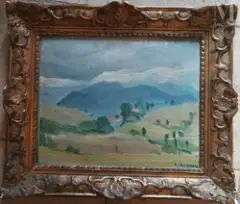 Paysage d'Auvergne by Émilie Charmy, Huile sur carton toilé, sold Sep 2023