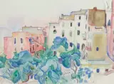 Village de Saint-Tropez by Henri Doucet, Aquarelle sur trait de crayon, sold Sep 2023