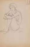 Nu accroupi by Henry Doucet, Crayon, sold Sep 2023