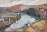 Paysage à la rivière by Guillaume Dulac, Huile sur toile d'origine, sold Sep 2023