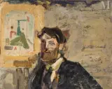 Portrait de Drouard au tableau de Gleizes by Guillaume Dulac, Huile sur carton, sold Sep 2023