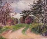 Le chemin devant les meules by Frédéric Samuel Cordey, Huile sur toile d'origine, sold Jun 2023