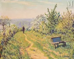 La cueillette by Gustave Cariot, Huile sur toile d'origine, sold Jun 2023