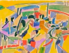 Composition by André Lanskoy, Gouache sur papier, sold Jun 2023