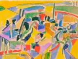 Composition by André Lanskoy, Gouache sur papier, sold Jun 2023