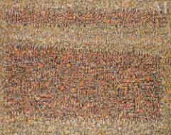 Une rue de lumière rouge by Seund Ja Rhee, 1963, Huile sur toile, sold Jun 2023