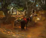 Le vieux café, Alger by Frederick Arthur Bridgman, Huile sur toile d'origine, sold Jun 2023
