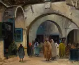 Souk à Tunis by Théodore Balke, Huile sur toile d'origine, sold Jun 2023