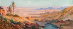 Campement au bord de l'oued by Constant Louche, Huile sur toile d'origine, sold Jun 2023