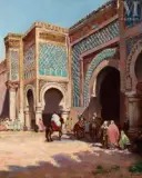 Meknes, Bab El Mansour by Joseph-Félix Bouchor, Huile sur toile d'origine, sold Jun 2023