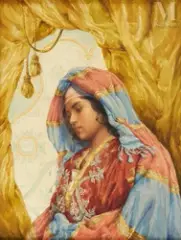 Femme orientale by Aleksandra Scekotikhina-Potockaja, Aquarelle et crayon sur papier, sold Jun 2023