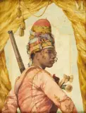 Guerrier nubien by Aleksandra Scekotiknina-Potockaja, Aquarelle et crayon sur papier, sold Jun 2023