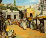Marché en ville by José Cruz Herrera, Huile sur panneau, sold Jun 2023