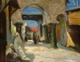 Personnages dans le souk by Lazare Levy, Huile sur toile d'origine, sold Jun 2023