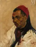 Portrait d'un tunisien by Leo Nardus, Huile sur toile d'origine, sold Jun 2023