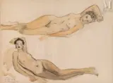 Étude de Nus by Alexandre Roubtzoff, Aquarelle sur trait de fusain, sold Jun 2023