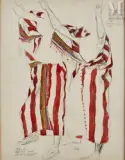 Etude de costume, fouta et positions by Alexandre Roubtzoff, Aquarelle sur trait de crayon, sold Jun 2023