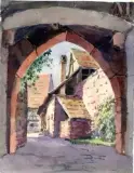 Vue d’Ammerschwir by Jean-Jacques Waltz dit Hansi, 1905, Aquarelle sur traits de crayon noir, sold May 2023