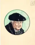 Autoportrait vers 1947 by Jean-Jacques Waltz dit Hansi, Plume et encre noire, lavis d’encre de Chine, aquarelle et rehauts de gouache blanche, sold May 2023