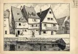 Vue animée du quai des pêcheurs et l’auberge des Trois Poissons à Colmar by Jean-Jacques Waltz dit Hansi, vers 1925, Plume et encre noire, lavis d’encre de Chine sur traits de crayon noir, sold May 2023