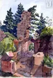 Les ruines du château du Hugstein, près de Guebwiller by Jean-Jacques Waltz dit Hansi, Aquarelle sur traits de crayon noir, sold May 2023