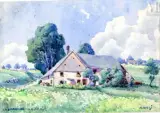 Vue d'une ferme à Labaroche by Jean-Jacques Waltz dit Hansi, Aquarelle sur traits de crayon noir, sold May 2023