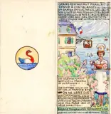 Menu du Cygne Lausanne, Chamblandes, 15 avril 1945 by Jean-Jacques Waltz dit Hansi, Aquarelle, Plume et encre noire, sur traits de crayon noir, sold May 2023
