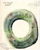 Relevé d’un anneau en pierre polie verte by Jean-Jacques Waltz dit Hansi, Aquarelle sur traits de crayon noir, sold May 2023