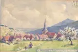 Le printemps en Alsace à saint Martin dans le Val de Villé by Jean-Jacques Waltz dit Hansi, Aquarelle sur traits de crayon noir, sold May 2023