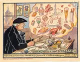 Autoportrait, souvenirs de Suisse, 14 décembre 1946 by Jean-Jacques Waltz dit Hansi, Aquarelle, plume et encre noire, sur traits de crayon noir, sold May 2023