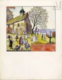 Vue animée du cimetière de Zittersheim, novembre 1918 by Jean-Jacques Waltz dit Hansi, Aquarelle sur traits gravés, sold May 2023
