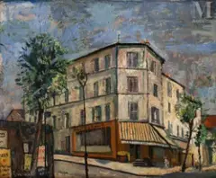 Le café restaurant by Nathan Grunsweigh, Huile sur panneau, sold May 2023