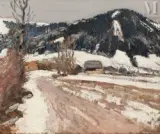 Paysage de neige en Haute-Savoie by Alfred Swieykowski, Huile sur toile, sold May 2023