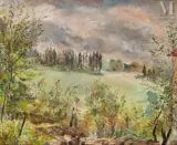 Personnage dans un paysage by Wladyslaw Alojzy Jahl, Huile sur toile, sold May 2023