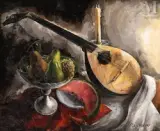 Nature morte à la mandoline by Jean Reschofsky, Huile sur toile, sold May 2023