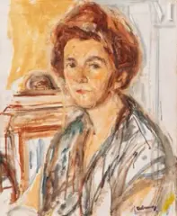 Portrait de Madame Urcun by Isaac Dobrinsky, Huile sur carton, sold May 2023