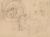 Scène de cabaret by Stanislas Eleszkiewicz, Crayon sur papier, sold May 2023