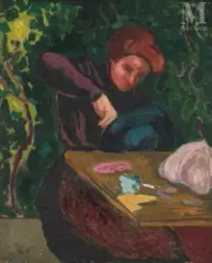 La modiste by Jean Miscelas Peske, Huile sur toile, sold May 2023