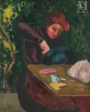 La modiste by Jean Miscelas Peske, Huile sur toile, sold May 2023