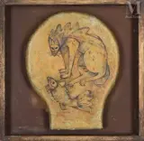 La bête et le poisson by Samir Rafi, Huile sur la cuvette des toilettes, sold May 2023