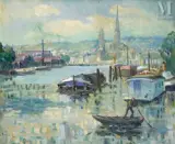 La Seine à Rouen by Georges Cyr, Huile sur toile, sold May 2023