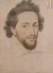 Portrait d’homme barbu by Étienne Dumonstier, Pierre noire, sanguine, pierre brune et estompe, sold May 2023