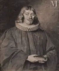 Portrait d’homme tenant un livre by Barthélemi Hopfer, Lavis gris et rehauts de gouache blanche sur traits de crayon noir, sold May 2023
