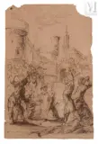 La lapidation de saint Etienne by Romeyn de Hooghe, Plume et encre brune sur traits de crayon noir, sold May 2023