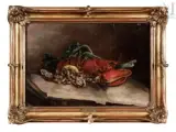 Nature morte au homard et aux fruits de mer by Auguste Nobillet, Huile sur toile, sold May 2023