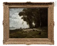 Berger et son troupeau by Ceramano, Huile sur toile, sold May 2023