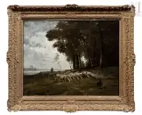 Berger et son troupeau by Ceramano, Huile sur toile, sold May 2023
