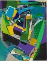 Vue du port by Alix Rist, Collage sur carton, sold May 2023