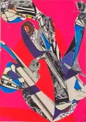 Fleur de ville by Alix Rist, Collage sur papier marouflé sur toile, sold May 2023